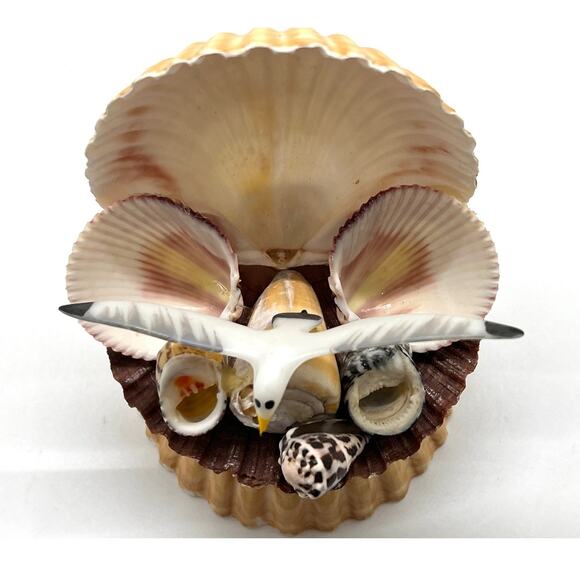 VTG Seashell Clam Shell Sculpture Coastal Nautical Beach Decor Shell & Folk Art - Picture 4 of 12